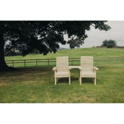Churnet Valley Garden Furniture Ltd Ergonomical Love Seat 2 Chairs Set w/ Straight Tray - Fully Assembled in Brown - thumbnail 2