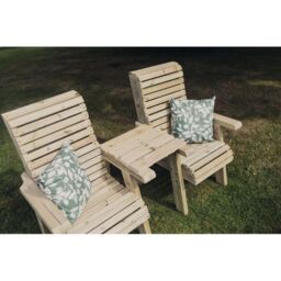 Churnet Valley Garden Furniture Ltd Ergonomical Love Seat 2 Chairs Set w/ Straight Tray - Fully Assembled in Brown - thumbnail 9
