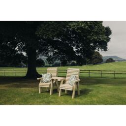 Churnet Valley Garden Furniture Ltd Ergonomical Love Seat 2 Chairs Set w/ Straight Tray - Fully Assembled in Brown - thumbnail 6