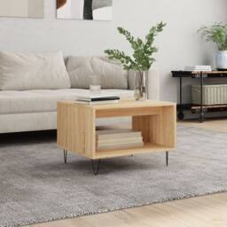 Berkfield Home Coffee Table Sonoma Oak 60x50x40 cm Engineered Wood in Light Brown - Size: 60 x 50 x 40 cm - thumbnail 2