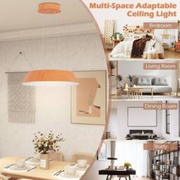 Costway 22W Modern Ceiling Light Wood Grain LED Mount Ceiling Light Lamp in Natural - thumbnail 9