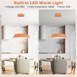 Costway 22W Modern Ceiling Light Wood Grain LED Mount Ceiling Light Lamp in Natural - thumbnail 8