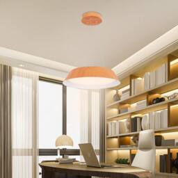 Costway 22W Modern Ceiling Light Wood Grain LED Mount Ceiling Light Lamp in Natural - thumbnail 5
