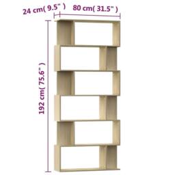 Berkfield Home Classic Book Cabinet/Room Divider Sonoma Oak 80x24x192 cm Enginee in Light Tan - Size: 80 x 24 x 192 cm - thumbnail 7