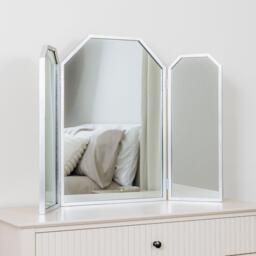 Silver Hexagon Triple Dressing Table Mirror 82cm X 59cm