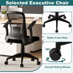 Gymax Ergonomic Mesh Office Chair Height Adjustable Executive Chair-Black in Black - thumbnail 4