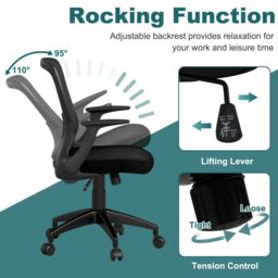 Gymax Ergonomic Mesh Office Chair Height Adjustable Executive Chair-Black in Black - thumbnail 5
