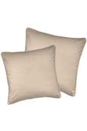 Enhanced Living Pair of Soft Velvet Double Sided Zip Opening Piped Edge Cushion Covers - Cases Only in Cream - Size: 55 cm x 55 cm