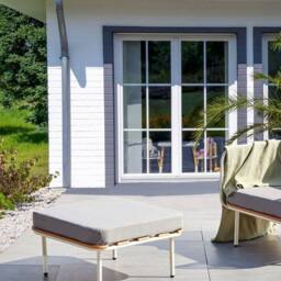 Wyld and Coco Outdoor Ottoman 74 x 74 cm Grey Aluminium Frame - thumbnail 1