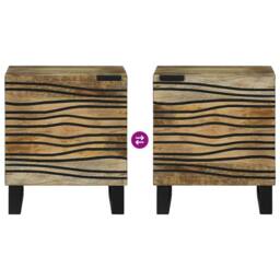 Berkfield Home Durable Bedside Tables Brown & Black 40 x 33.5 x 46 cm in Beige - thumbnail 9