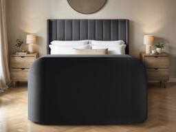 Flair Fallon TV Side Lift Ottoman Bed Charcoal Velvet in Grey - Size: Double - thumbnail 3