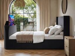 Flair Fallon TV Side Lift Ottoman Bed Charcoal Velvet in Grey - Size: Double - thumbnail 2