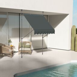 OUTSUNNY Freestanding Retractable Awning, Non-Screw Garden Awning in Dark Grey - thumbnail 1