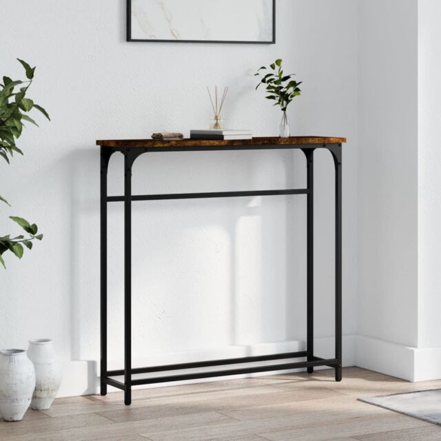 Berkfield Home Console Table Smoked Oak 75x19.5x75 cm Engineered Wood in Brown - image 1