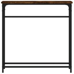 Berkfield Home Console Table Smoked Oak 75x19.5x75 cm Engineered Wood in Brown - thumbnail 4