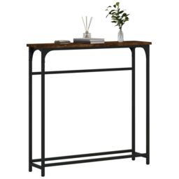 Berkfield Home Console Table Smoked Oak 75x19.5x75 cm Engineered Wood in Brown - thumbnail 3