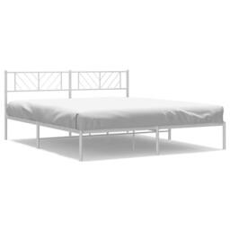 Berkfield Home Metal Bed Frame with Headboard White 183x213 cm - thumbnail 1