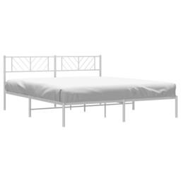 Berkfield Home Metal Bed Frame with Headboard White 183x213 cm - thumbnail 4