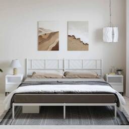 Berkfield Home Metal Bed Frame with Headboard White 183x213 cm - thumbnail 2