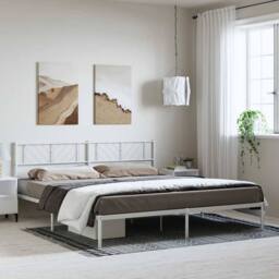 Berkfield Home Metal Bed Frame with Headboard White 183x213 cm - thumbnail 3