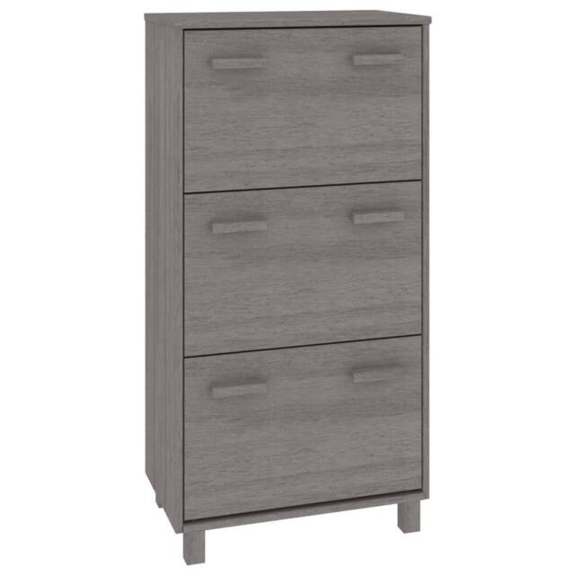 Berkfield Home Shoe Cabinet HAMAR Light Grey 59.5x35x117 cm Solid Wood Pine - image 1