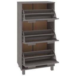 Berkfield Home Shoe Cabinet HAMAR Light Grey 59.5x35x117 cm Solid Wood Pine - thumbnail 4