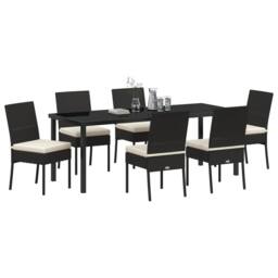 Berkfield Home 7 Piece Garden Dining Set Black Poly Rattan - thumbnail 3