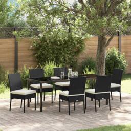 Berkfield Home 7 Piece Garden Dining Set Black Poly Rattan - thumbnail 1