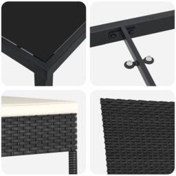 Berkfield Home 7 Piece Garden Dining Set Black Poly Rattan - thumbnail 9