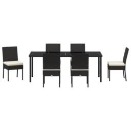 Berkfield Home 7 Piece Garden Dining Set Black Poly Rattan - thumbnail 7