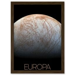Artery8 NASA Our Solar System Europa Jupiter's Moon Ice Surface Artwork Framed Wall Art Print A4 in Brown - thumbnail 1