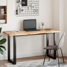 Berkfield Home Desk Top Untreated 140x50x4 cm Solid Wood Acacia in Brown - Size: 140 x 50 x 4 cm - thumbnail 2