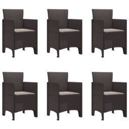 Berkfield Home 7 Piece Garden Dining Set with Cushions Brown Poly Rattan - thumbnail 5