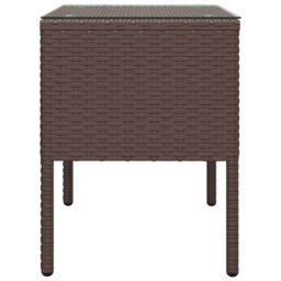Berkfield Home Side Table Brown 53x37x48 cm Poly Rattan & Tempered Glass - Size: 53 x 37 x 48 cm - thumbnail 4