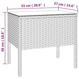 Berkfield Home Side Table Brown 53x37x48 cm Poly Rattan & Tempered Glass - Size: 53 x 37 x 48 cm - thumbnail 6