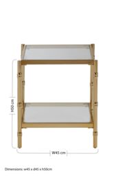 Orsina Two-Tier Square Side Table With Knopped Iron Legs, Gold Iron Frame Settee Side Table, Mirrored Glass End Table - thumbnail 6