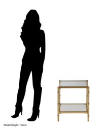 Orsina Two-Tier Square Side Table With Knopped Iron Legs, Gold Iron Frame Settee Side Table, Mirrored Glass End Table - thumbnail 5