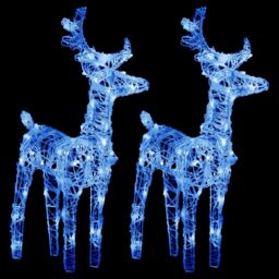 Berkfield Home Christmas Reindeers 2 pcs Blue 80 LEDs Acrylic - thumbnail 2