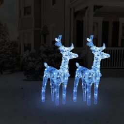 Berkfield Home Christmas Reindeers 2 pcs Blue 80 LEDs Acrylic
