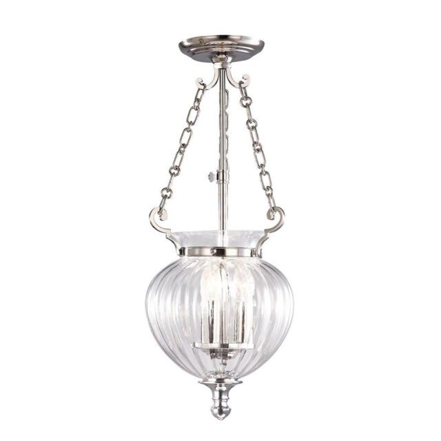 Netlighting Finsbury Park 3 Light Small Ceiling Lantern Pendant Polished Nickel E14 in Grey - image 1
