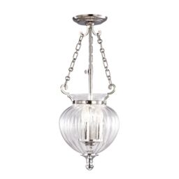 Netlighting Finsbury Park 3 Light Small Ceiling Lantern Pendant Polished Nickel E14 in Grey - thumbnail 1