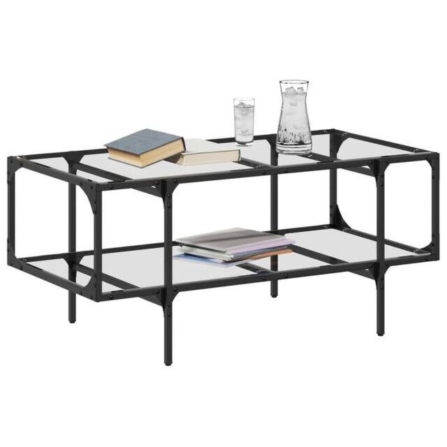 Berkfield Home Modern Coffee Table with Transparent Glass Top 98.5x50x45 cm Steel - image 1