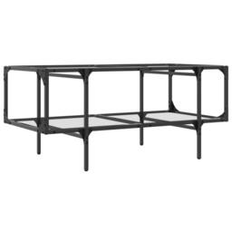 Berkfield Home Modern Coffee Table with Transparent Glass Top 98.5x50x45 cm Steel - thumbnail 6