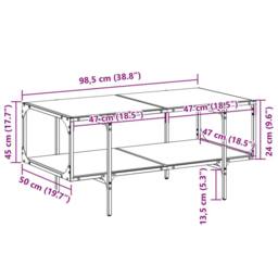 Berkfield Home Modern Coffee Table with Transparent Glass Top 98.5x50x45 cm Steel - thumbnail 9