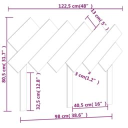 Berkfield Home Bed Headboard Grey 122.5x3x80.5 cm Solid Wood Pine - thumbnail 6