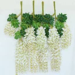 SPETLEK 24Pack White Artificial Fake Hanging Wisteria Silk Flowers Vine - Size: 0.6m2 - thumbnail 2