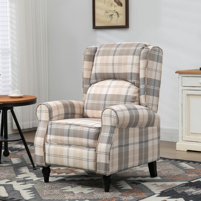 HOMCOM Recliner Chair for Living Room Wingback Chair with Padded Armrest in Khaki - image 1