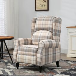 HOMCOM Recliner Chair for Living Room Wingback Chair with Padded Armrest in Khaki