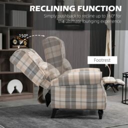 HOMCOM Recliner Chair for Living Room Wingback Chair with Padded Armrest in Khaki - thumbnail 4