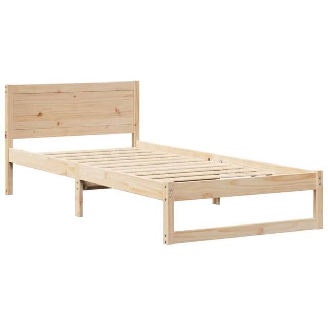 Berkfield Home Bed Frame Natural Solid Wood 80 x 200 cm Minimalist Bed Frame in Beige - image 1